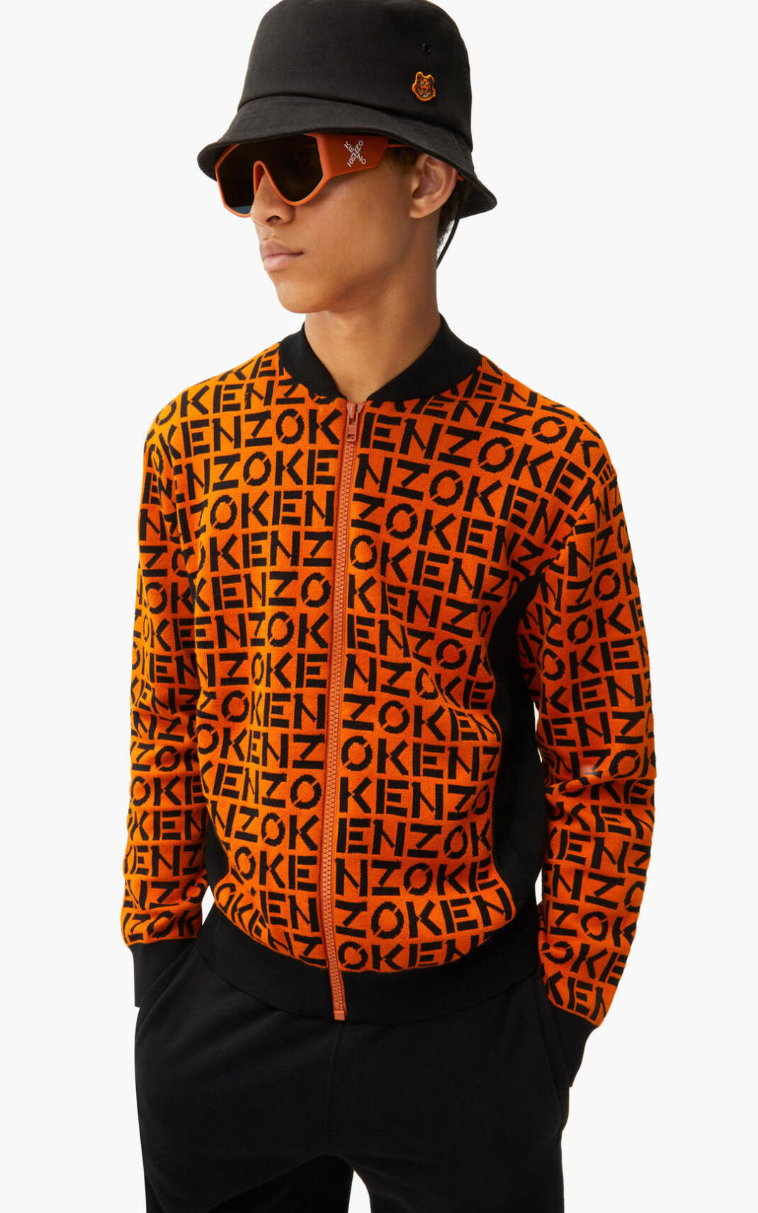 Veste De Survêtement Kenzo monogrammed in jacquard Homme Orange Foncé | UXQK-49268